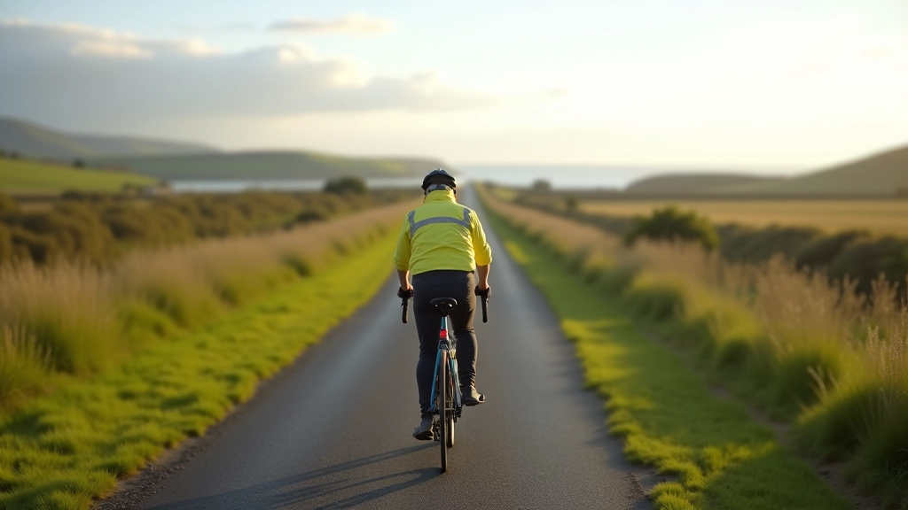Final section of greenway near Newport with open views and wider cycling path